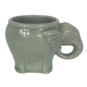 Elephant Mug Green Ceramic